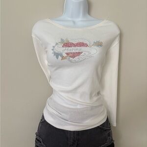 Harley Davidson Y2K Rhinestone Heart Longsleeve Tee Size Large